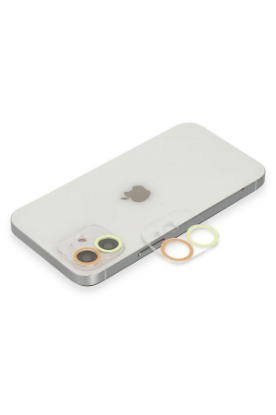 Newface iPhone 12 Renkli Kamera Lens Koruma Cam - Sarı-Turuncu resmi