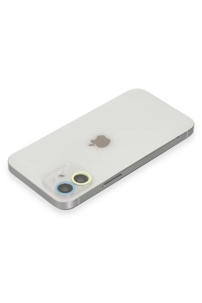 Newface iPhone 12 Mini Renkli Kamera Lens Koruma Cam - Sarı-Mavi resmi