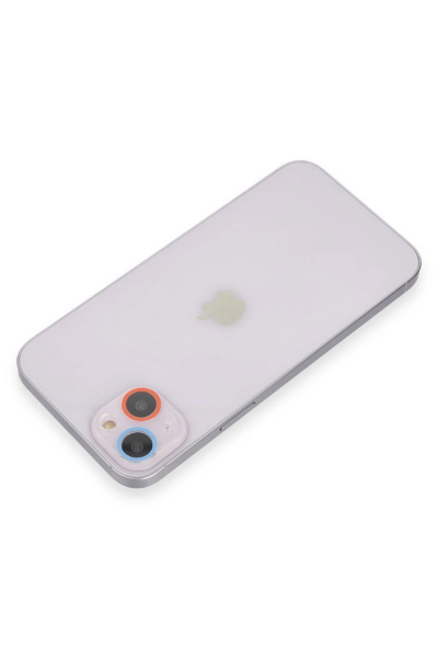 Newface iPhone 14 Plus Renkli Kamera Lens Koruma Cam - Pembe-Mavi resmi