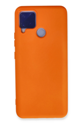 Newface Realme C15 Kılıf Nano içi Kadife Silikon - Turuncu resmi