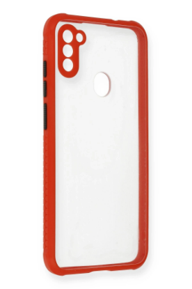 Newface Samsung Galaxy A11 Kılıf Miami Şeffaf Silikon - Kırmızı resmi