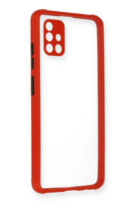 Newface Samsung Galaxy A71 Kılıf Miami Şeffaf Silikon - Kırmızı resmi