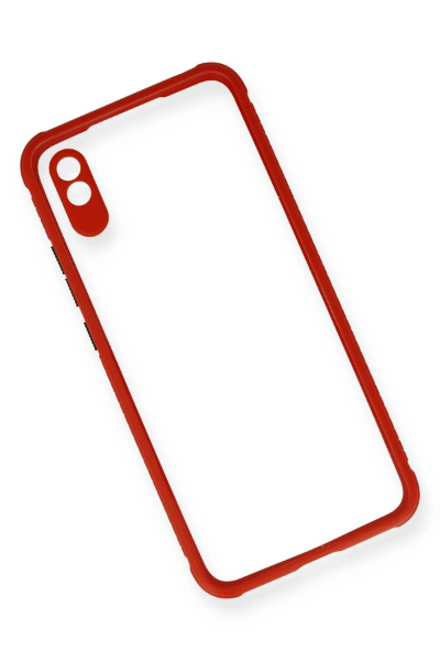 Newface Xiaomi Redmi 9A Kılıf Miami Şeffaf Silikon - Kırmızı resmi