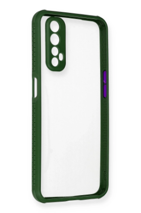 Newface Realme 7 Kılıf Miami Şeffaf Silikon - Koyu Yeşil resmi