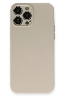Newface iPhone 13 Pro Kılıf Nano içi Kadife Silikon - Bej resmi