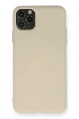 Newface iPhone 11 Pro Max Kılıf Nano içi Kadife Silikon - Bej resmi