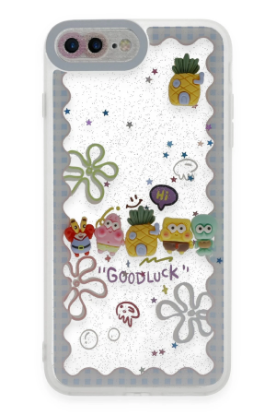 Newface iPhone 7 Plus Kılıf Sweet Desenli Silikon Kapak - Açık Mavi resmi