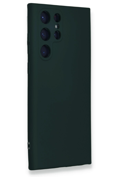 Newface Samsung Galaxy S23 Ultra Kılıf Nano içi Kadife Silikon - Koyu Yeşil resmi