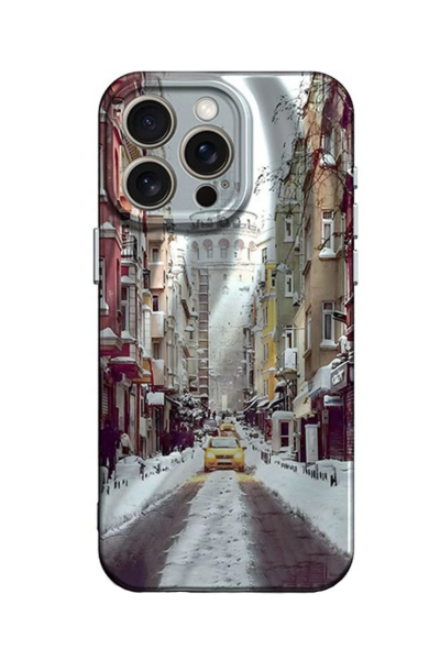 Newface iPhone 15 Pro Kılıf Crew Desenli Kapak - Galata Kulesi resmi