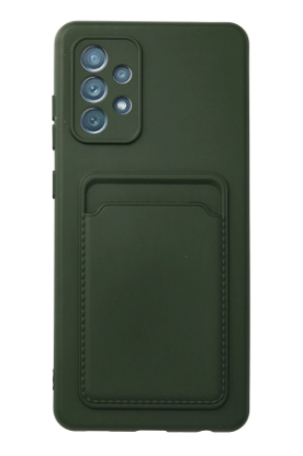 Newface Samsung Galaxy A72 Kılıf Kelvin Kartvizitli Silikon - Koyu Yeşil resmi