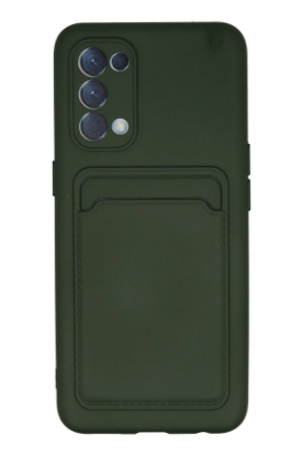 Newface Oppo Reno 5 Kılıf Kelvin Kartvizitli Silikon - Koyu Yeşil resmi