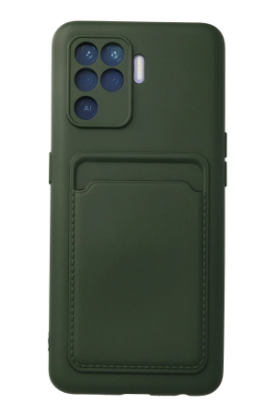 Newface Oppo Reno 5 Lite Kılıf Kelvin Kartvizitli Silikon - Koyu Yeşil resmi