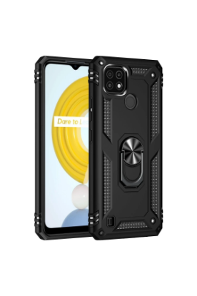 Newface Realme C21 Kılıf Sofya Yüzüklü Silikon Kapak - Siyah resmi