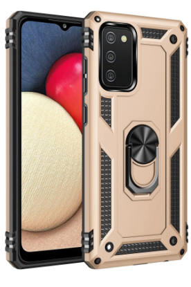 Newface Samsung Galaxy A03S Kılıf Sofya Yüzüklü Silikon Kapak - Gold resmi