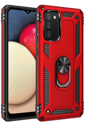 Newface Samsung Galaxy A03S Kılıf Sofya Yüzüklü Silikon Kapak - Kırmızı resmi