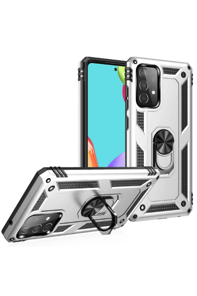 Newface Samsung Galaxy A53 5G Kılıf Sofya Yüzüklü Silikon Kapak - Gümüş resmi