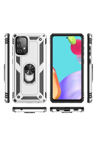 Newface Samsung Galaxy A53 5G Kılıf Sofya Yüzüklü Silikon Kapak - Gümüş resmi