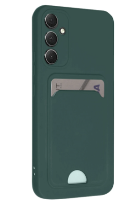 Newface Samsung Galaxy A16 5G Kılıf Kelvin Kartvizitli Silikon - Koyu Yeşil resmi