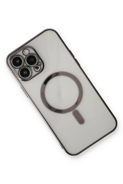 Newface iPhone 13 Pro Max Kılıf Magneticsafe Lazer Silikon - Siyah resmi