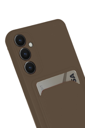 Newface Samsung Galaxy S24 FE Kılıf Kelvin Kartvizitli Silikon - Kahverengi resmi