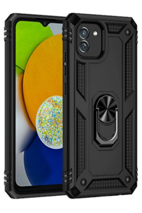 Newface Samsung Galaxy A03 Kılıf Sofya Yüzüklü Silikon Kapak - Siyah resmi