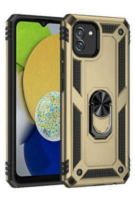 Newface Samsung Galaxy A03 Kılıf Sofya Yüzüklü Silikon Kapak - Gold resmi