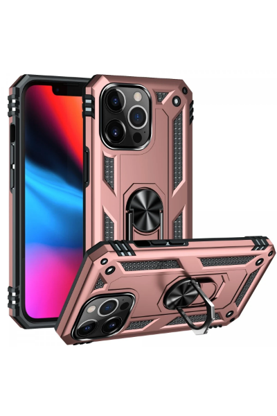 Newface iPhone 14 Pro Kılıf Sofya Yüzüklü Silikon Kapak - Rose resmi