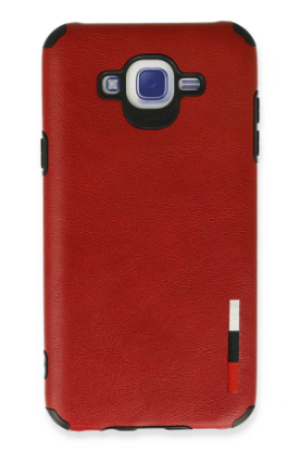 Newface Samsung Galaxy J7 Kılıf Loop Deri Silikon - Kırmızı resmi