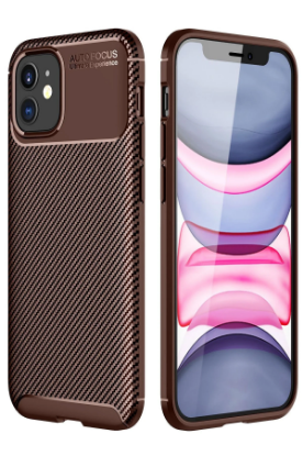 Newface iPhone 12 Mini Kılıf Auto Focus Karbon Kapak - Kahverengi resmi