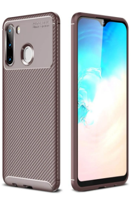 Newface Samsung Galaxy A21 Kılıf Auto Focus Karbon Kapak - Kahverengi resmi