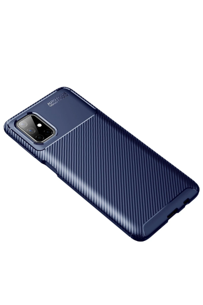 Newface Samsung Galaxy M51 Kılıf Auto Focus Karbon Kapak - Lacivert resmi