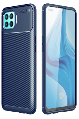 Newface Oppo Reno 4 Lite Kılıf Auto Focus Karbon Kapak - Lacivert resmi