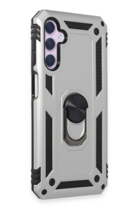 Newface Samsung Galaxy A14 4G Kılıf Sofya Yüzüklü Silikon Kapak - Gümüş resmi