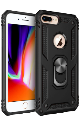 Newface iPhone 7 Plus Kılıf Sofya Yüzüklü Silikon Kapak - Siyah resmi