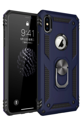 Newface iPhone XS Max Kılıf Sofya Yüzüklü Silikon Kapak - Lacivert resmi