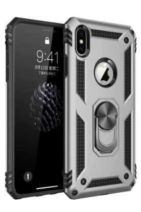 Newface iPhone XS Max Kılıf Sofya Yüzüklü Silikon Kapak - Gümüş resmi