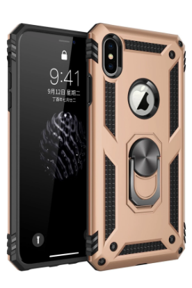 Newface iPhone XS Max Kılıf Sofya Yüzüklü Silikon Kapak - Gold resmi