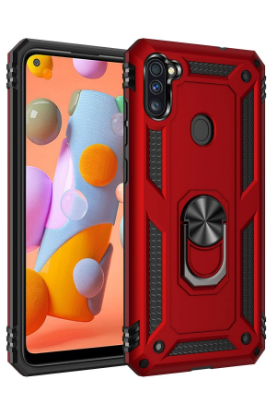 Newface Samsung Galaxy A11 Kılıf Sofya Yüzüklü Silikon Kapak - Kırmızı resmi