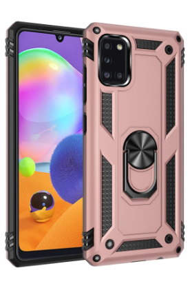 Newface Samsung Galaxy A31 Kılıf Sofya Yüzüklü Silikon Kapak - Rose resmi