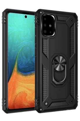 Newface Samsung Galaxy A71 Kılıf Sofya Yüzüklü Silikon Kapak - Siyah resmi