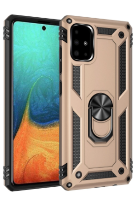 Newface Samsung Galaxy A71 Kılıf Sofya Yüzüklü Silikon Kapak - Gold resmi