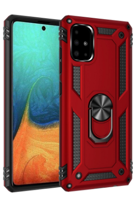 Newface Samsung Galaxy A71 Kılıf Sofya Yüzüklü Silikon Kapak - Kırmızı resmi