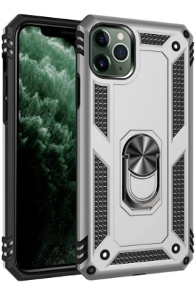Newface iPhone 11 Pro Kılıf Sofya Yüzüklü Silikon Kapak - Gümüş resmi