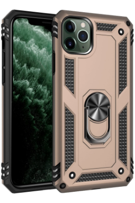 Newface iPhone 11 Pro Kılıf Sofya Yüzüklü Silikon Kapak - Gold resmi