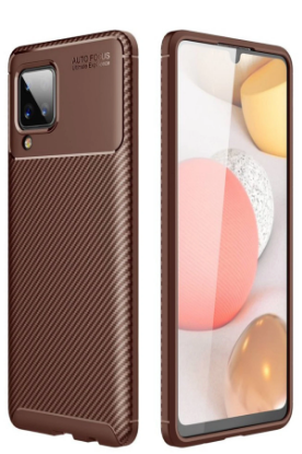 Newface Samsung Galaxy A12 Kılıf Auto Focus Karbon Kapak - Kahverengi resmi