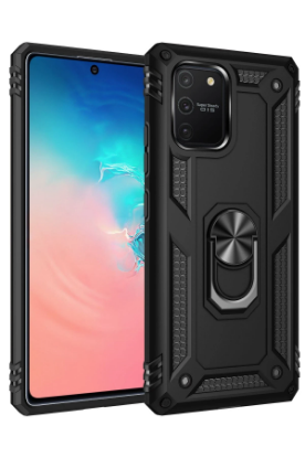 Newface Samsung Galaxy A91 / S10 Lite Kılıf Sofya Yüzüklü Silikon Kapak - Siyah resmi