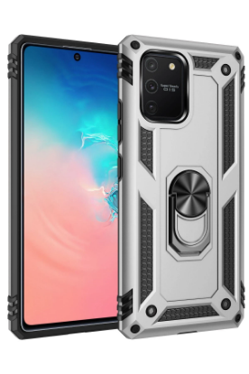 Newface Samsung Galaxy A91 / S10 Lite Kılıf Sofya Yüzüklü Silikon Kapak - Gümüş resmi