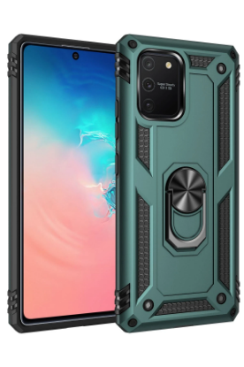 Newface Samsung Galaxy A91 / S10 Lite Kılıf Sofya Yüzüklü Silikon Kapak - Yeşil resmi