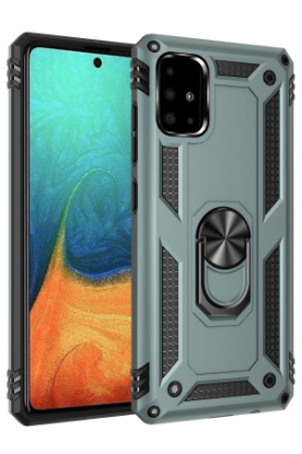 Newface Samsung Galaxy A71 Kılıf Sofya Yüzüklü Silikon Kapak - Yeşil resmi