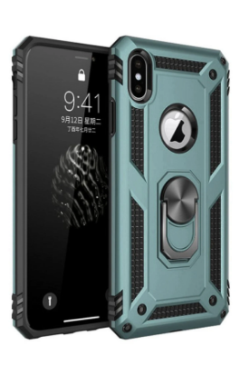 Newface iPhone XS Max Kılıf Sofya Yüzüklü Silikon Kapak - Yeşil resmi